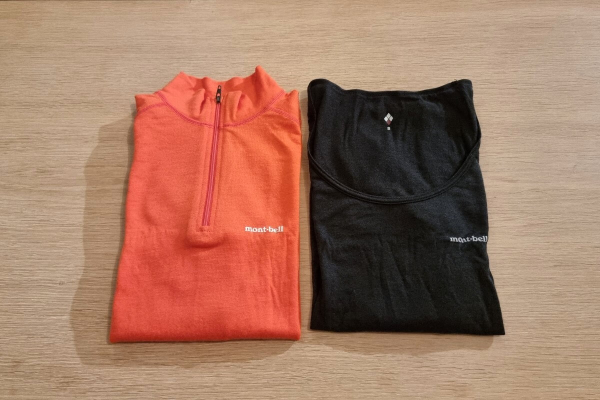 モンベルのメリノウールインナー薄手と中厚手